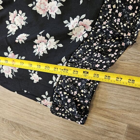 Lulus Strapless Tie Front Mini Dress Womens XL Black Floral Boho Festival Party - Picture 9 of 10